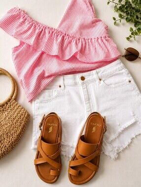 Universal Thread White Denim Frayed Hem High-Rise Shorts